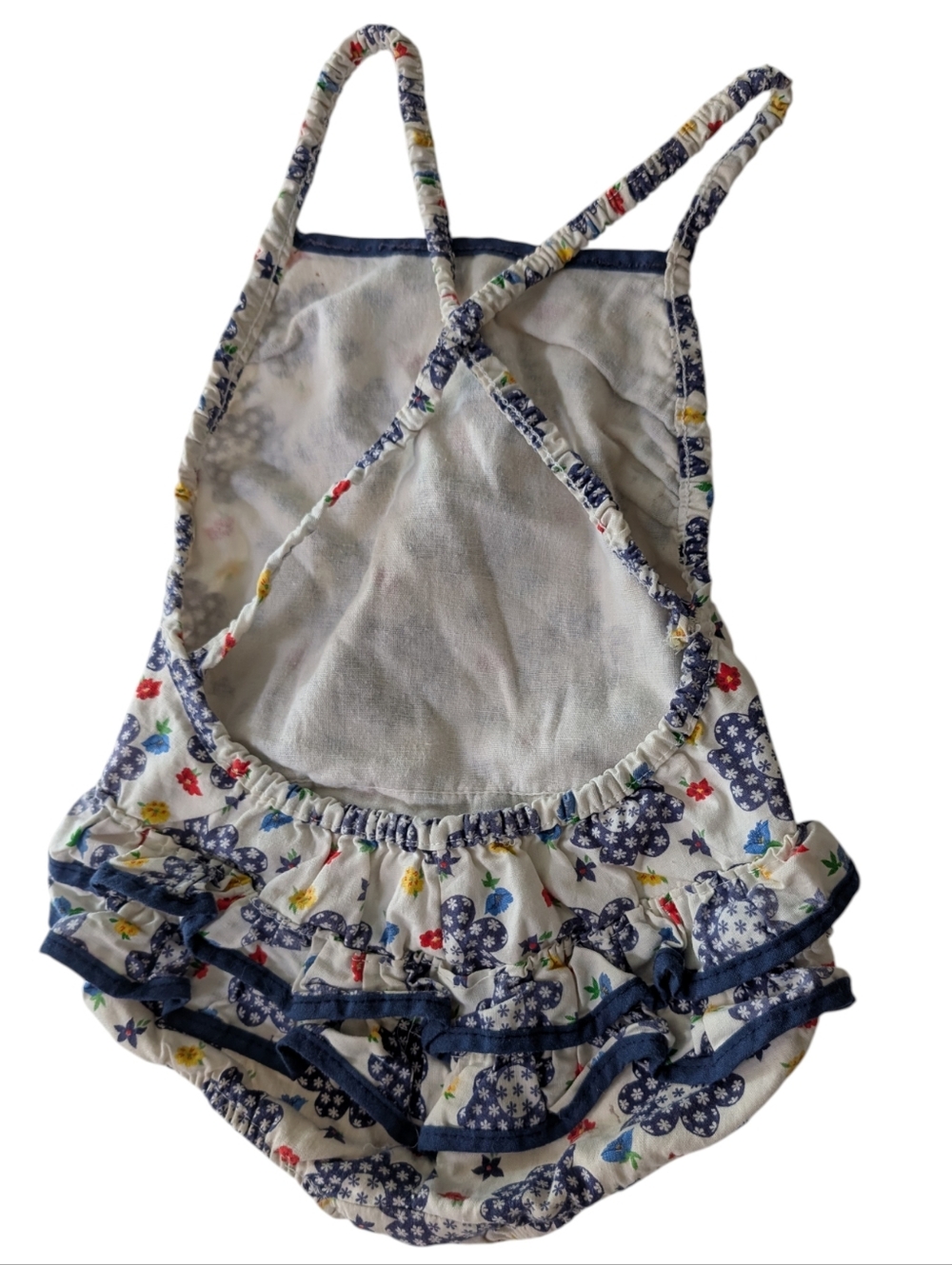 70s Vintage Multi Color Floral Print Toddler Swimsuit Ruffles Rare 4T - Picture 2 of 6